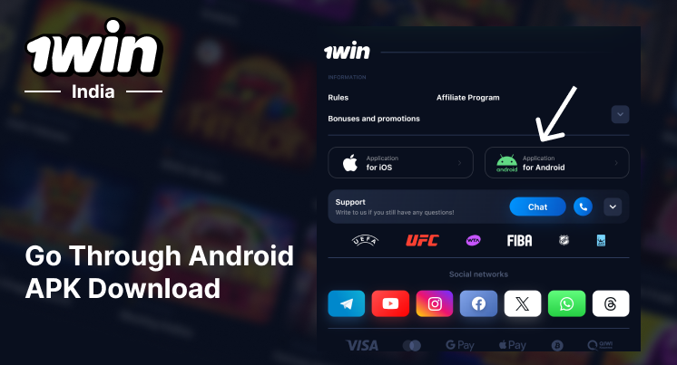 Scroll down and click on 'Download for Android' button to download 1Win Android App