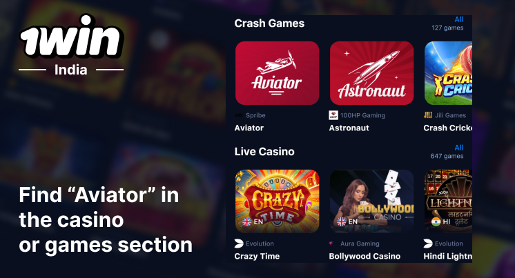 Find Aviator Game in the 1Win India App